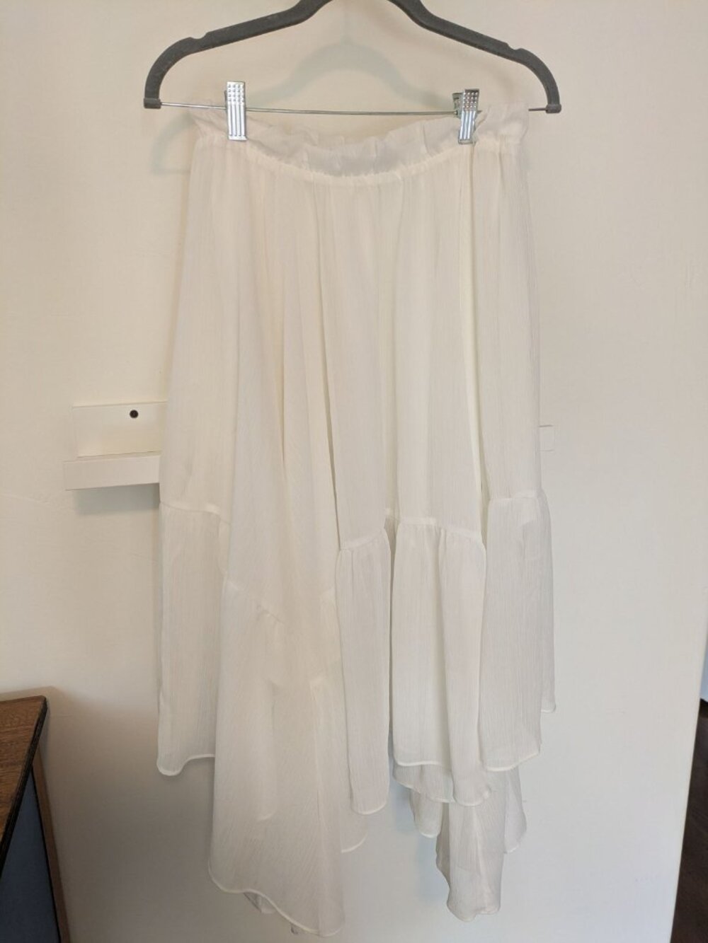 Nordstrom BP White Flowy Boho Layered Asymmetrical Hem Midi Skirt Women's Size M